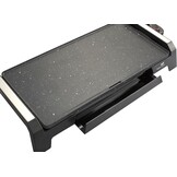 SENYA Elektrische grillplaat, 2200 W, steenlook, antiaanbaklaag, groot grilloppervlak voor 6 tot 8 personen, vetopvangbak, vaatwasmachinebestendig