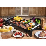 SENYA Elektrische grillplaat, 2200 W, steenlook, antiaanbaklaag, groot grilloppervlak voor 6 tot 8 personen, vetopvangbak, vaatwasmachinebestendig