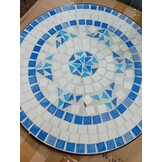 vidaXL Bistrotafel Ø 50x70 cm keramiek blauw en wit