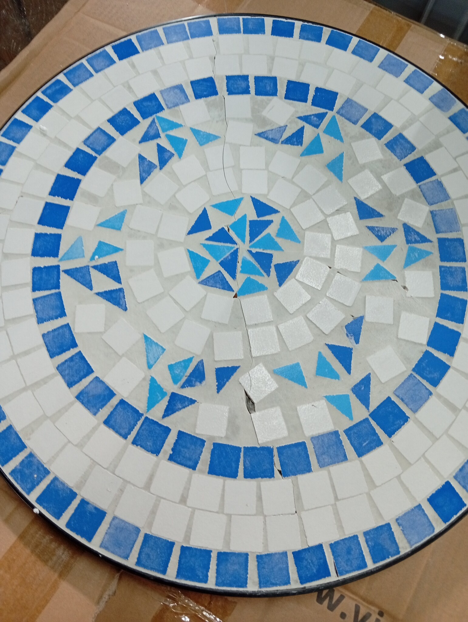 vidaXL Bistrotafel Ø 50x70 cm keramiek blauw en wit