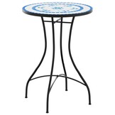 vidaXL Bistrotafel Ø 50x70 cm keramiek blauw en wit