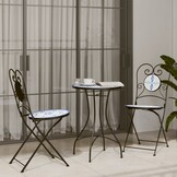 vidaXL Bistrotafel Ø 50x70 cm keramiek blauw en wit