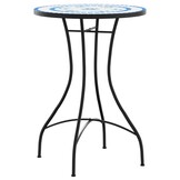 vidaXL Bistrotafel Ø 50x70 cm keramiek blauw en wit