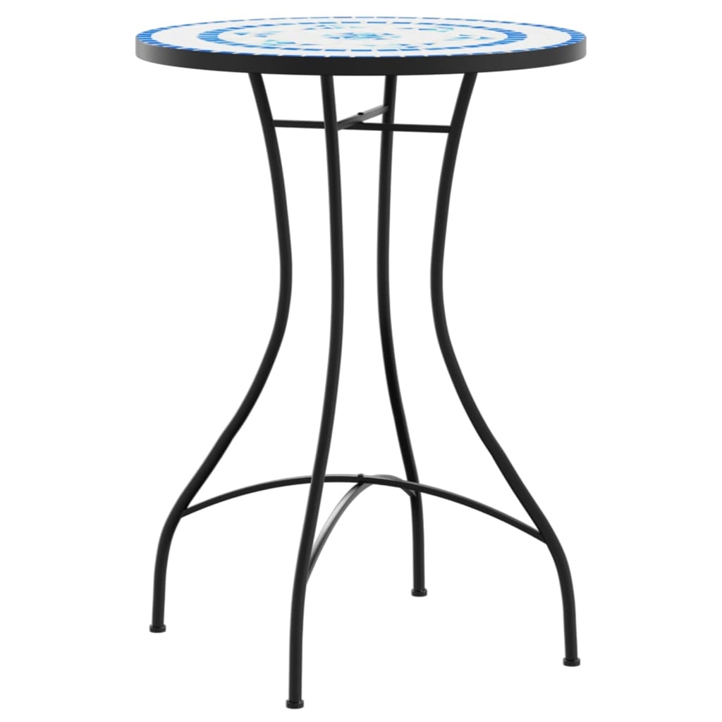 vidaXL Bistrotafel Ø 50x70 cm keramiek blauw en wit