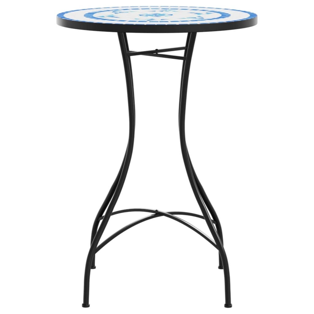 vidaXL Bistrotafel Ø 50x70 cm keramiek blauw en wit
