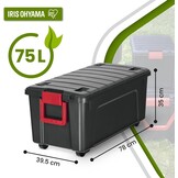 Iris Ohyama, set van 3 opbergdozen, doe-het-zelf, 75 L, met wielen en handvat, mobiel, garage, tuin - Store it All Box SIA-75 - zwart - Maat 75L / Set van 3
