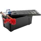 Iris Ohyama, set van 3 opbergdozen, doe-het-zelf, 75 L, met wielen en handvat, mobiel, garage, tuin - Store it All Box SIA-75 - zwart - Maat 75L / Set van 3
