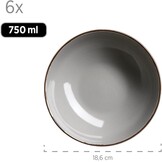 MÄSER Metallic Rim Moderne serviesset voor 6 personen met messingkleurige rand, 24-delig combiservies met randloze coupe-vormen, aardewerk, grijs