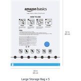 Amazon Basics Vacuümzakken voor kleding met luchtdicht ventiel en handpomp - groot, 5-pack, ritssluiting, transparant - Maat 5x Groot (80 x 60 cm)