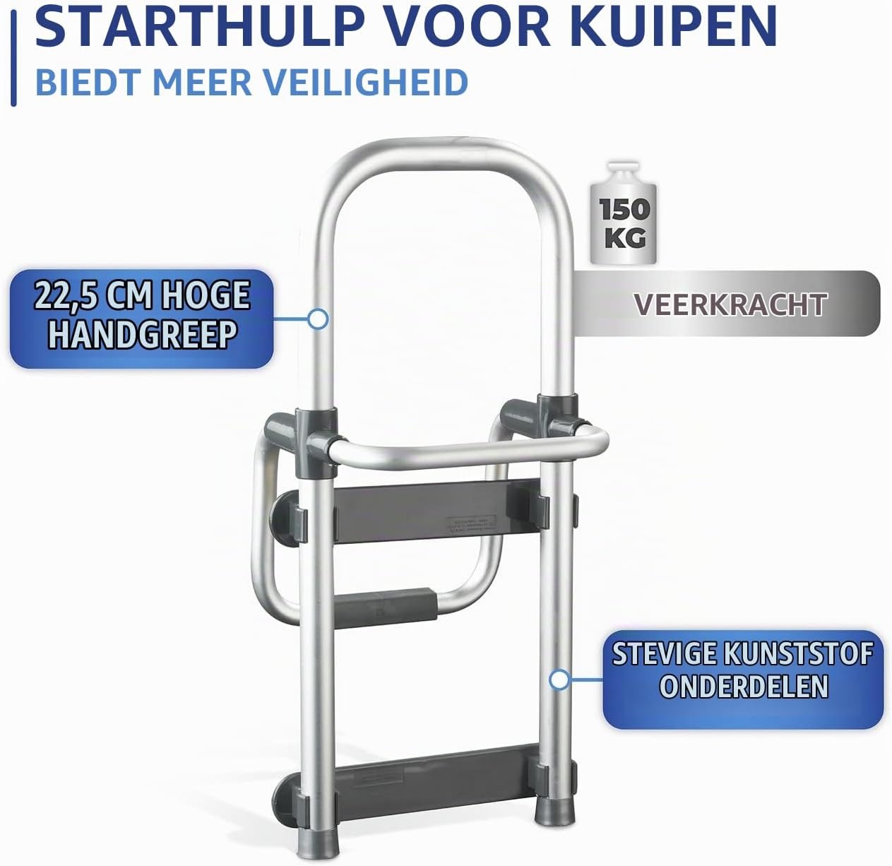 Maximex Secura Instaphulp voor de badkuip, eenvoudige montage, belastbaar tot 150 kg, van duurzaam aluminium en stevig kunststof, zilver