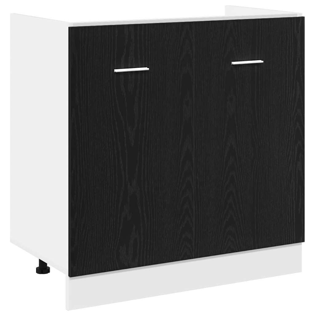 Onderkast Spoelbak Zwart Eiken 80cm - 58% Korting!