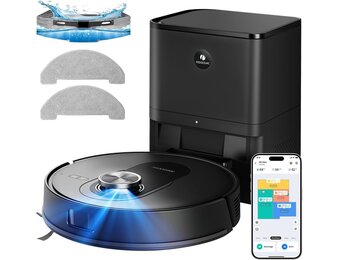 Proscenic Q8 Max+ Robotstofzuiger met 8000 Pa kartering, 200 minuten, automatische hindernisvermijding, zuigrobot met wifi/Alexa/app, voor tapijt, vloer en haar