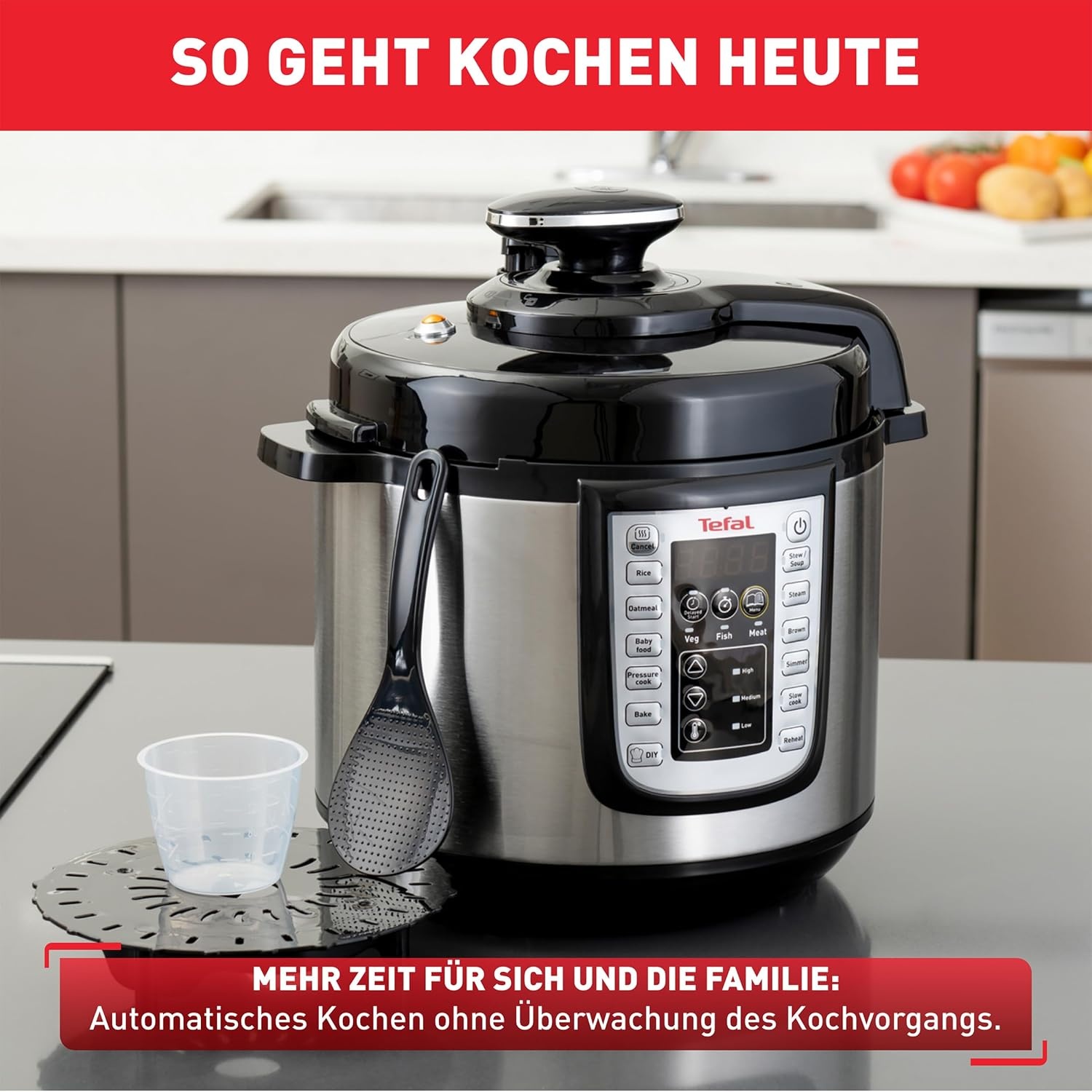 Tefal Fast & Delicious Multikocher 6 Liter - Elektrische Snelkookpan - RVS/Zwart - CY505EF0