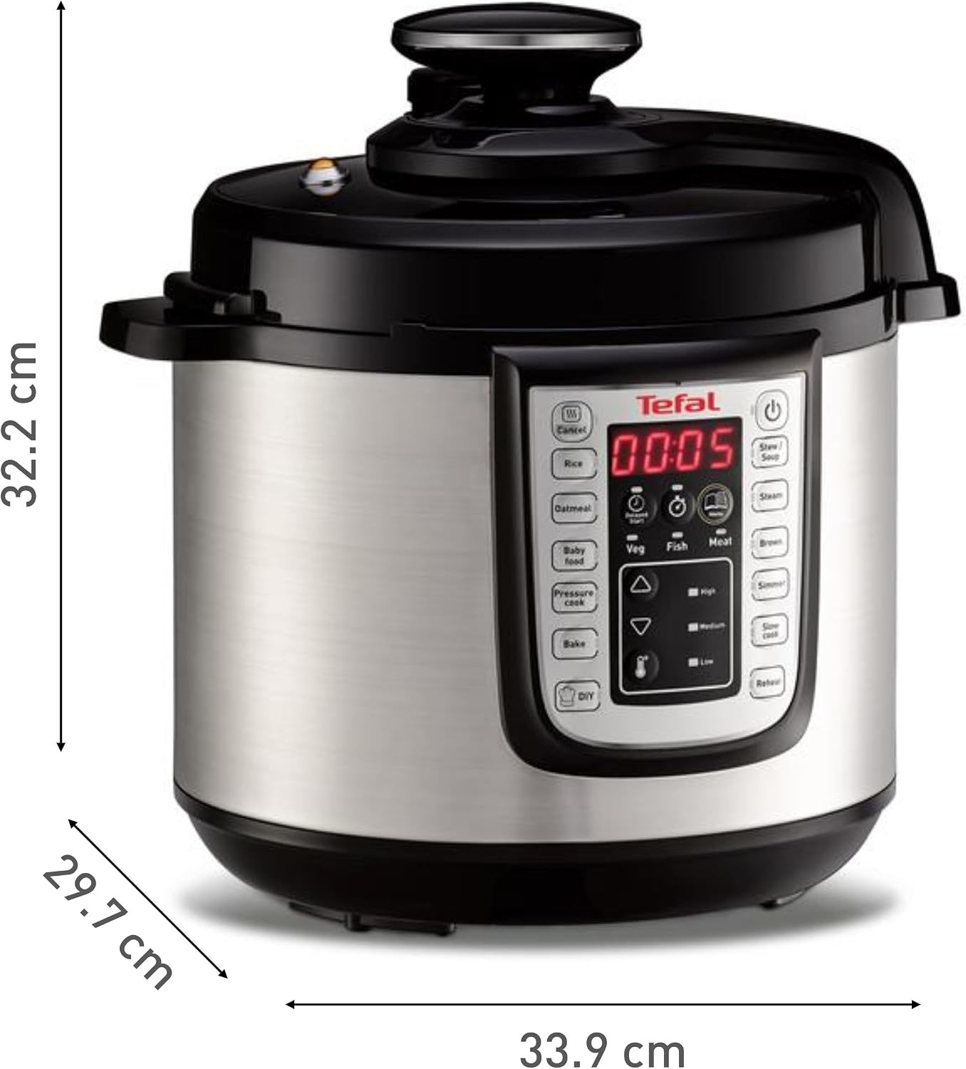 Tefal Fast & Delicious Multikocher 6 Liter - Elektrische Snelkookpan - RVS/Zwart - CY505EF0