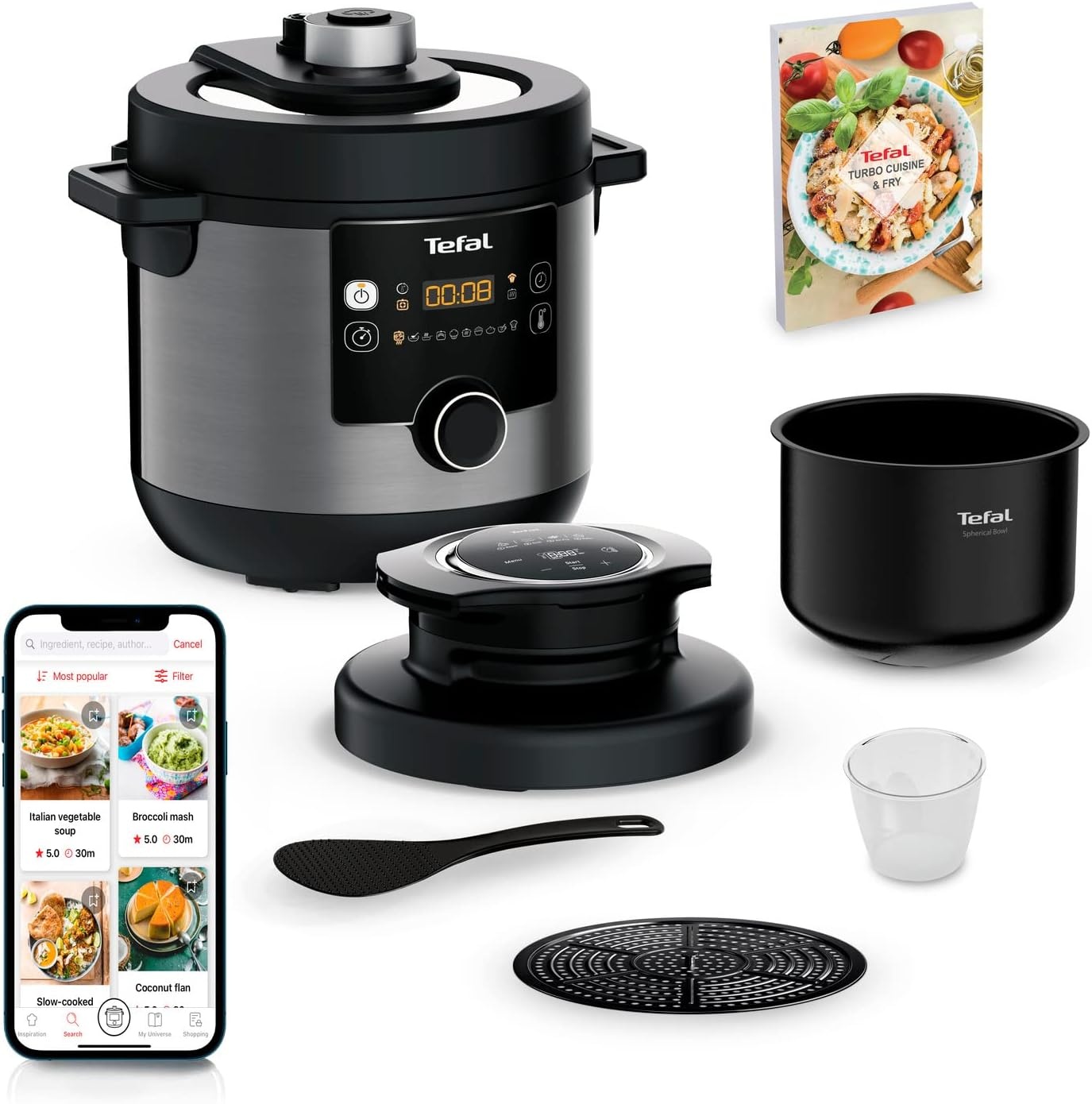 Tefal Fast & Delicious Multikocher 6 Liter - Elektrische Snelkookpan - RVS/Zwart - CY505EF0