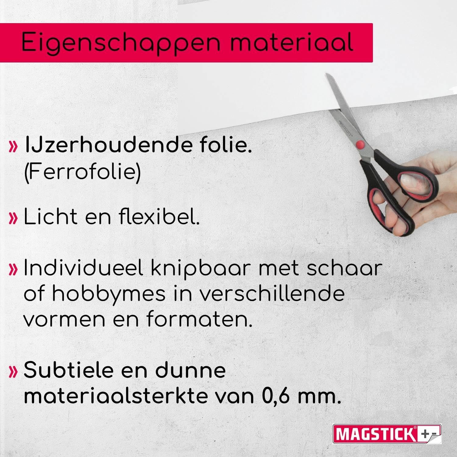 easydruck24de Zelfklevende Ferromagnetische Plaat 50x70 cm Wit - mag231 - Maat 50B x 70H cm