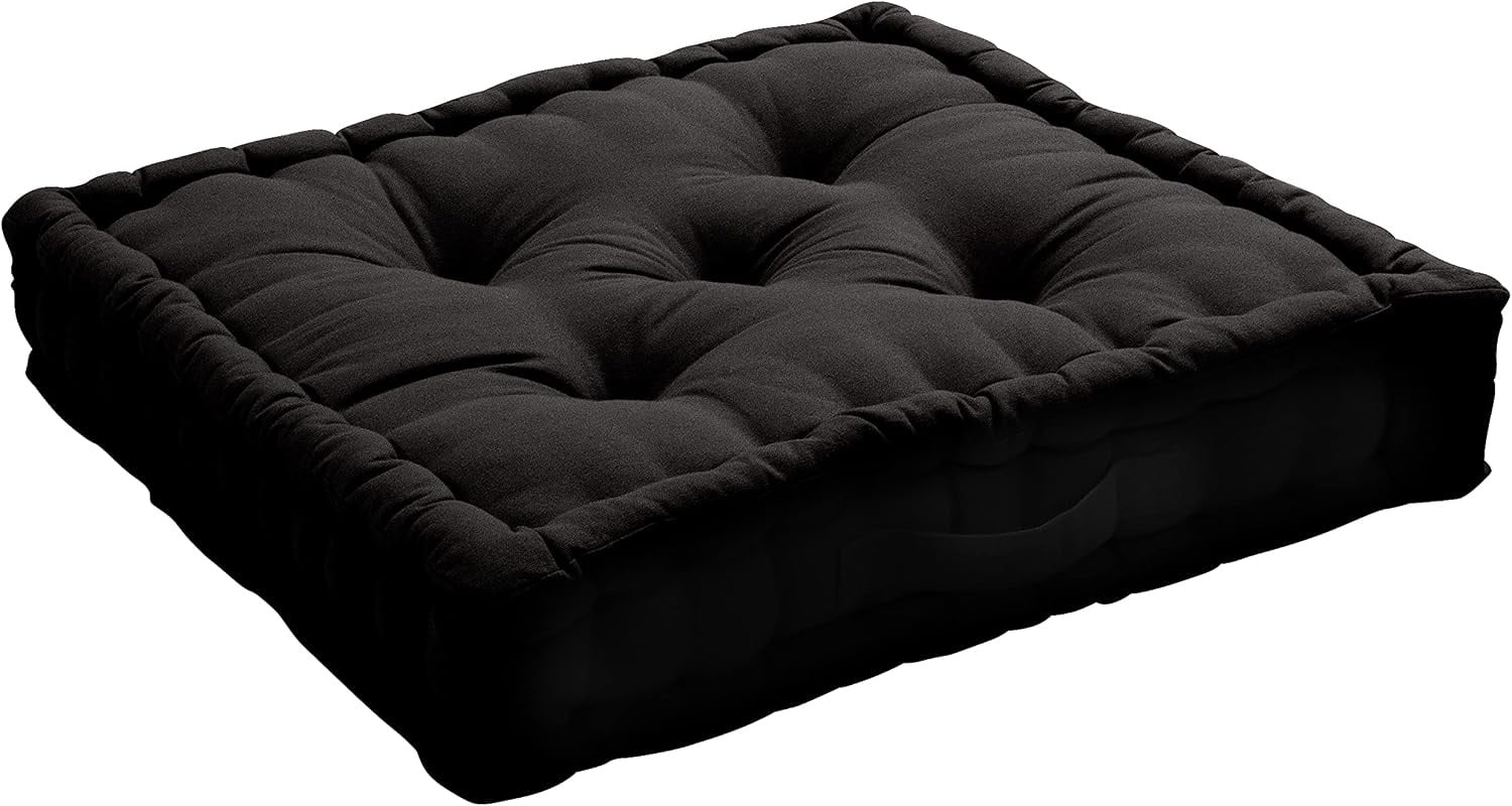 Vloerkussen Zwart 50x50x10 cm Katoen - 27% Korting