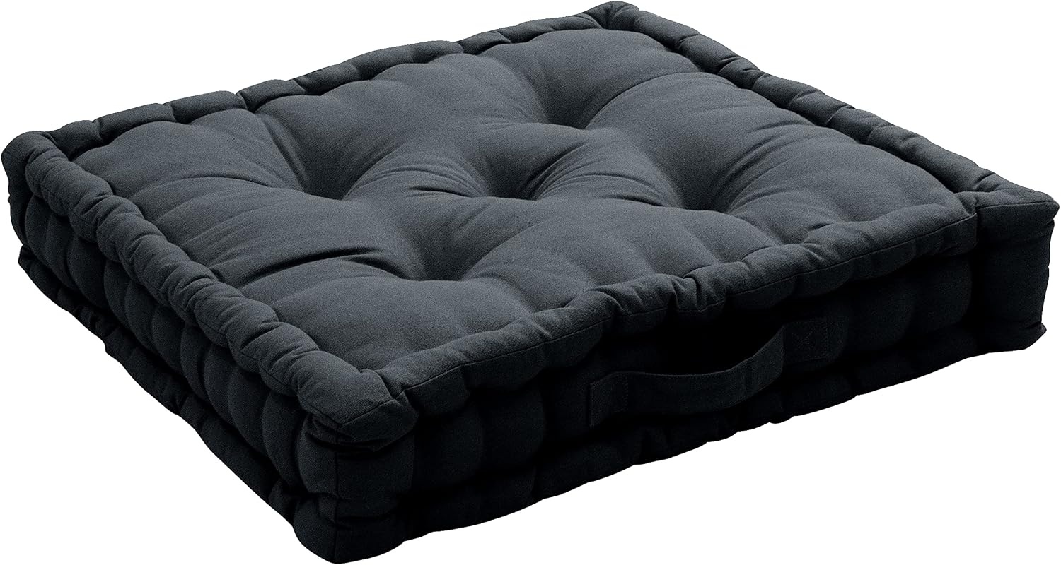 Vloerkussen Zwart 50x50x10 cm Katoen - 27% Korting