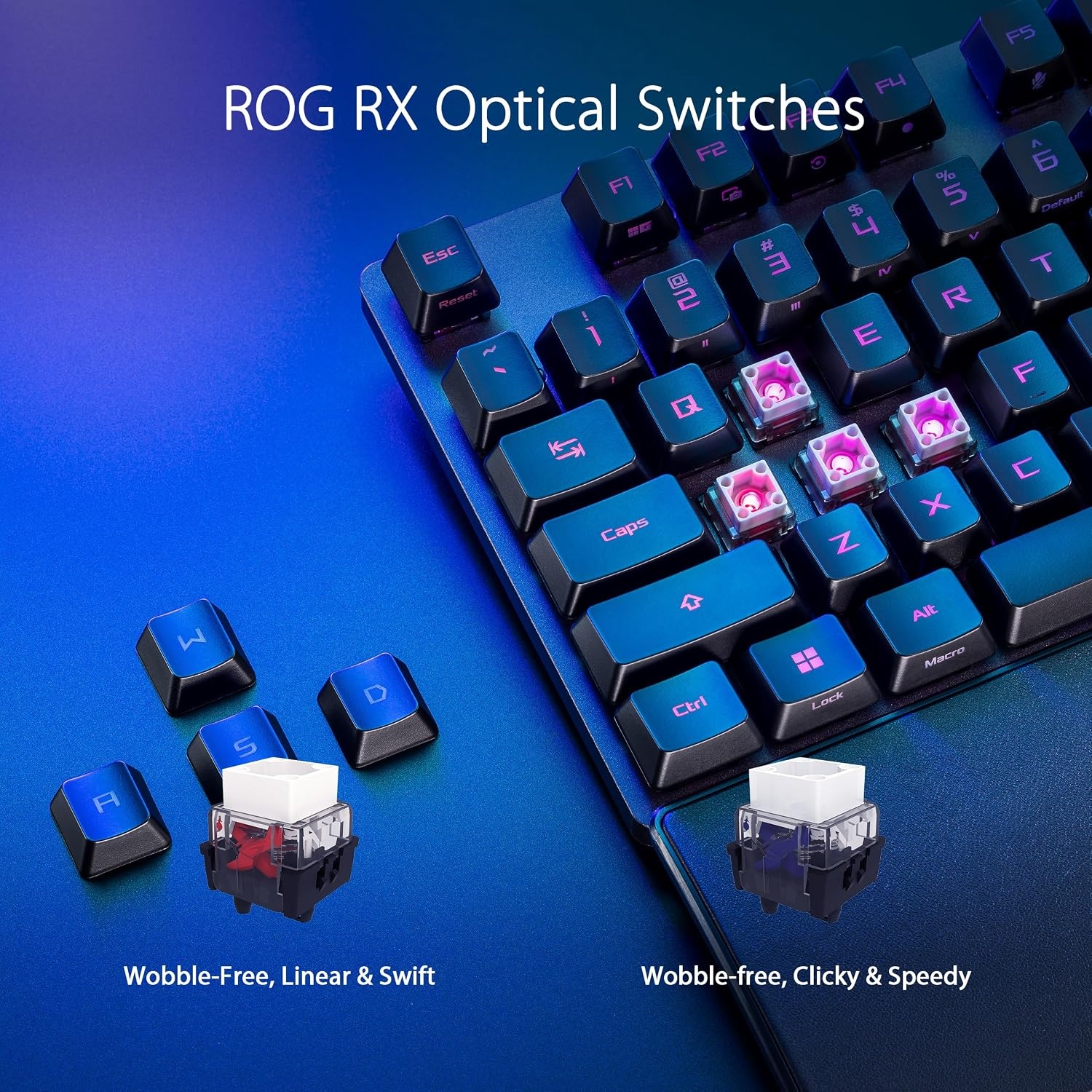 ASUS ROG Strix Scope II RX - mechanisch toetsenbord, ROG RX-switches, IP57 waterdichtheid, toetsenbordtoetsen van PBT, multifunctionele bedieningselementen en polssteun, AZERTY
