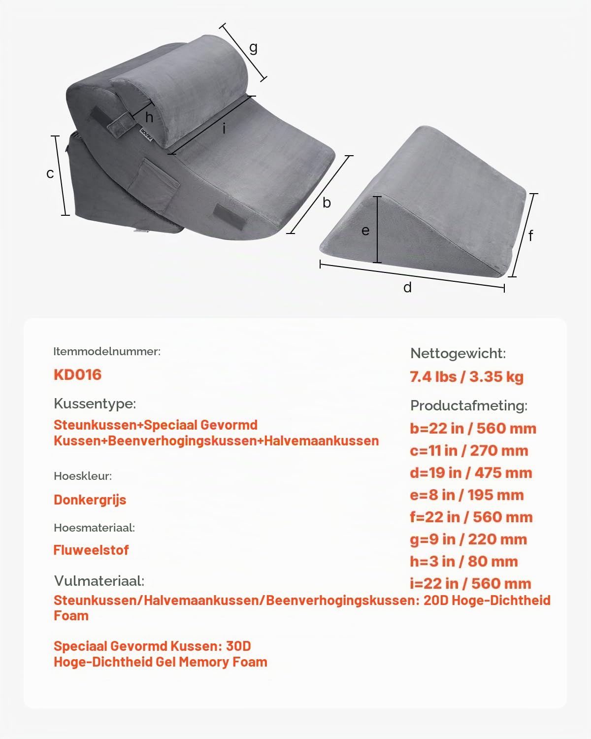Verstelbaar Wigkussen Set (4-delig) - 58% Korting
