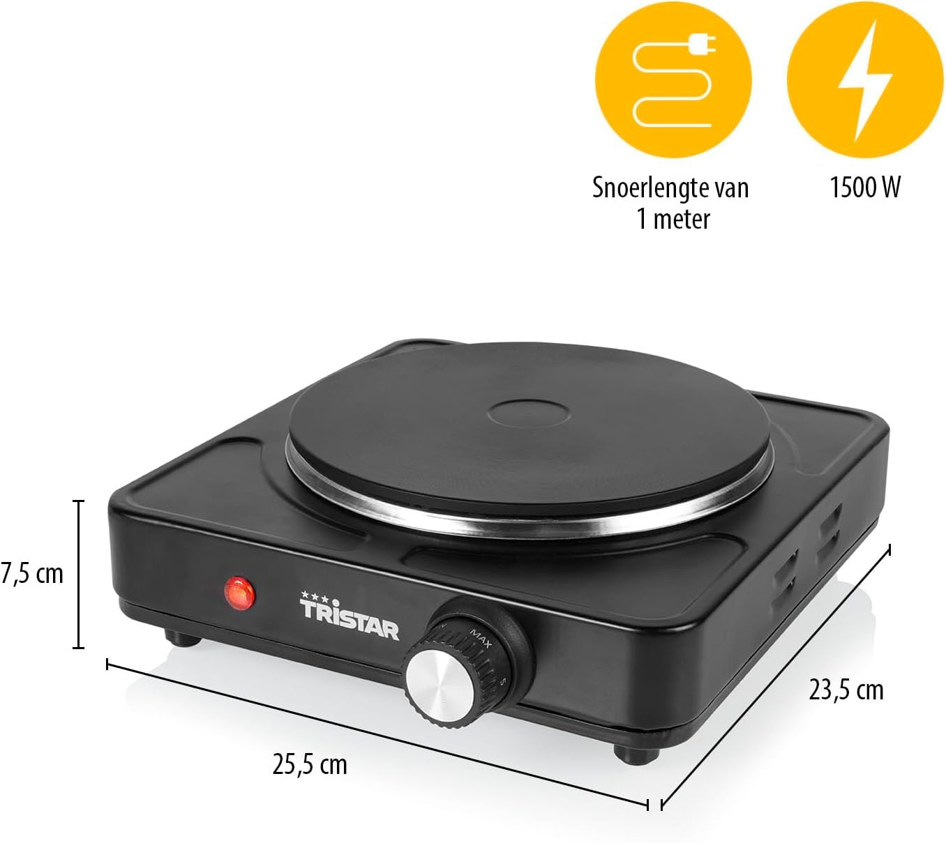 Draagbare Kookplaat Zwart 1500W - 32% Korting