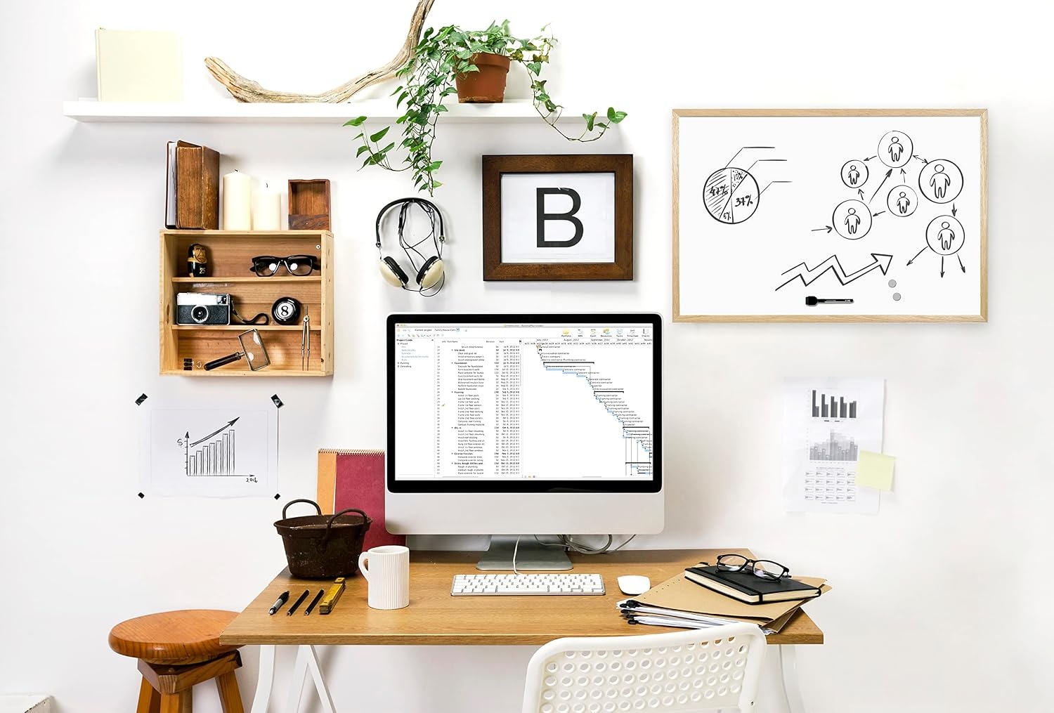 Magnetisch Whiteboard 60x90cm met Grenenhouten Frame - 53% Korting!