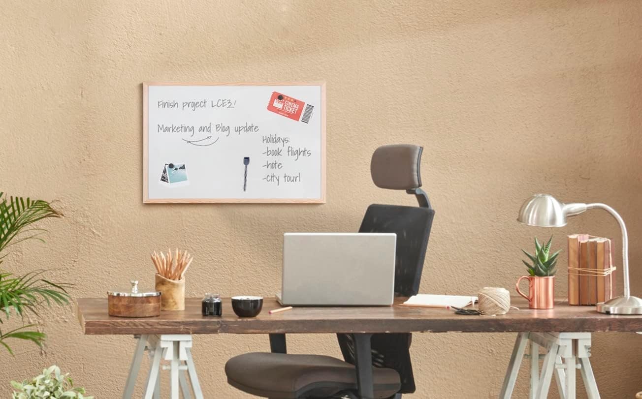 Magnetisch Whiteboard 60x90cm met Grenenhouten Frame - 53% Korting!