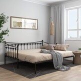 Uittrekbare Slaapbankframe Metaal Zwart 90x200 cm - 35% Korting