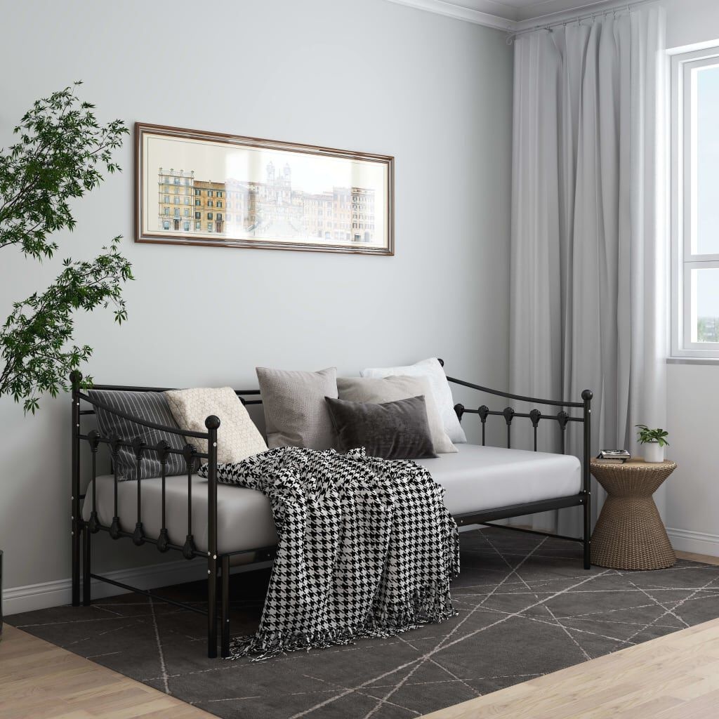 Uittrekbare Slaapbankframe Metaal Zwart 90x200 cm - 35% Korting