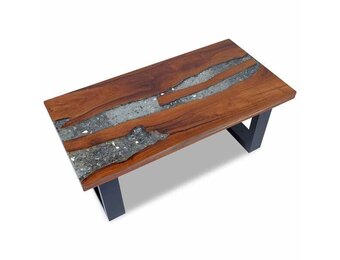 Salontafel Massief Teakhout met Hars - 100x50 cm - 35% Korting