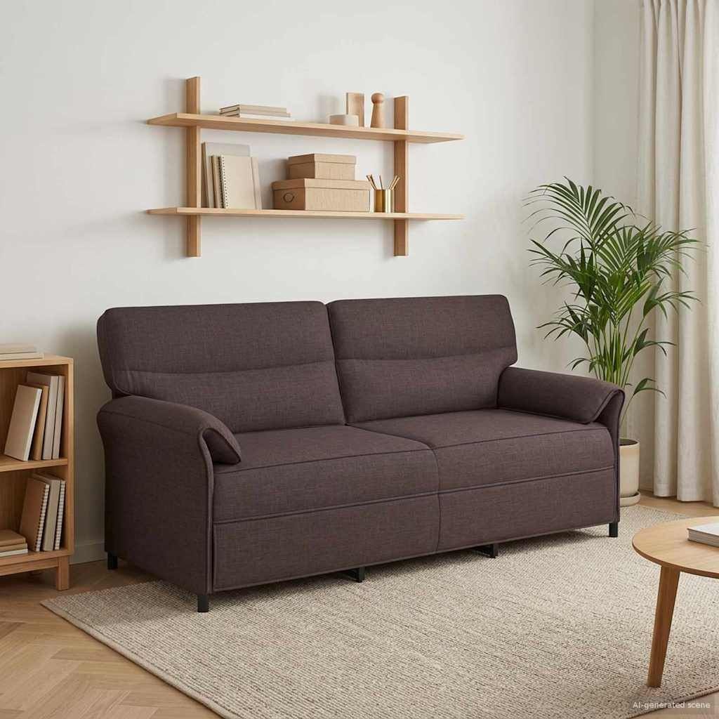 Donkerbruine 3-zits Bank - 198 x 83 x 95 cm - 35% Korting