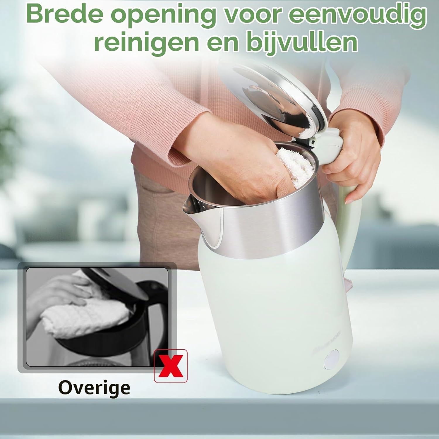 Snelle Groene Waterkoker 1.8L - 2200W - Dubbelwandig - 32% Korting