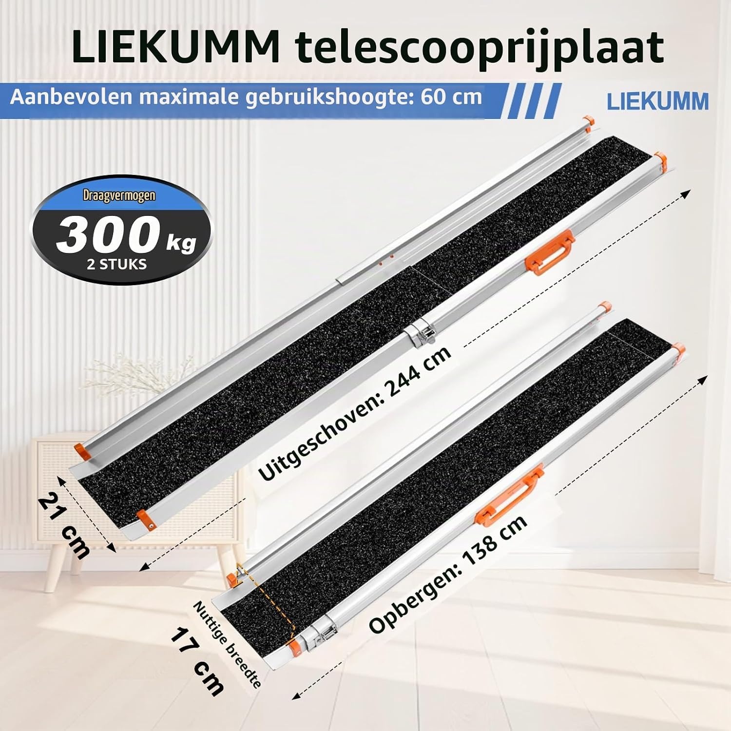 Rolstoelhelling LIEKUMM 2x 138-244 cm, 300kg draagkracht, 30% korting