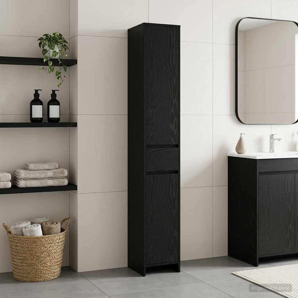 Badkamerkast Zwart Eiken met 59% Korting - 30x33x190cm