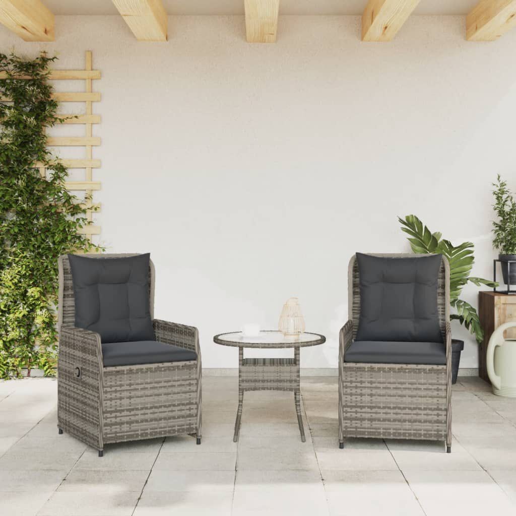 VidaXL Tuinstoelen Set: Verstelbaar Poly Rattan Grijs (35% Korting)