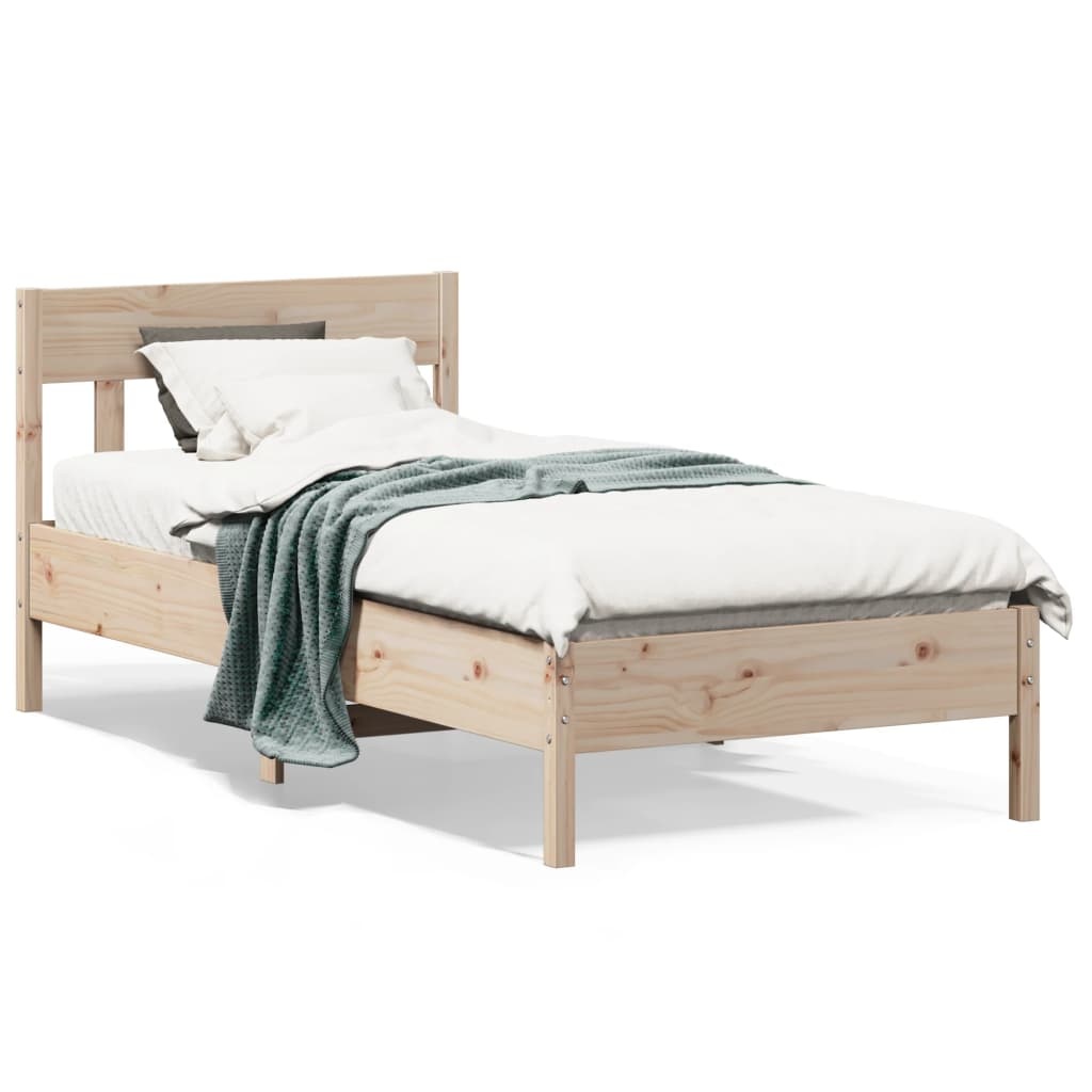 vidaXL Bed Frame Natural 75 x 190 cm Solid Pine Wood