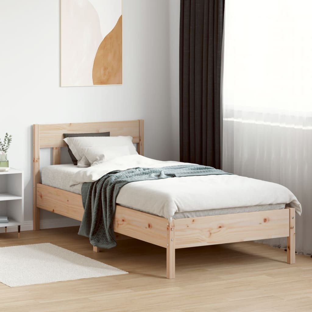 vidaXL Bed Frame Natural 75 x 190 cm Solid Pine Wood