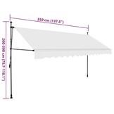 vidaXL Luifel handmatig uitschuifbaar met LED 350 cm crèmekleurig