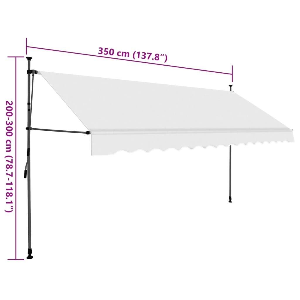 vidaXL Luifel handmatig uitschuifbaar met LED 350 cm crèmekleurig