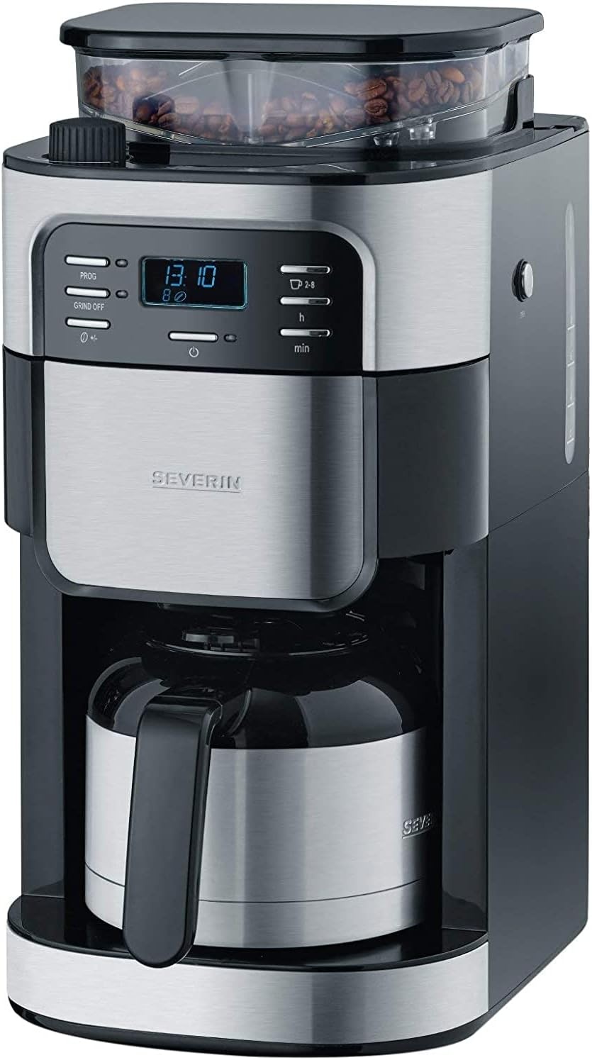 Severin KA 4810 Koffiezetapparaat met Bonenmaler - 10 Kopjes - Roestvrijstaal/Zwart