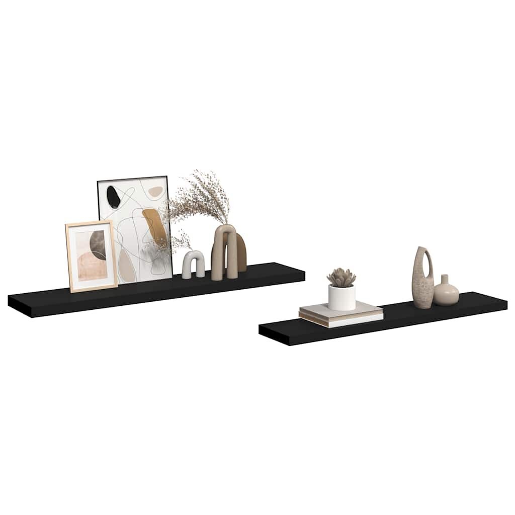 vidaXL Wandschappen zwevend 2 st 120x23,5x3,8 cm MDF zwart
