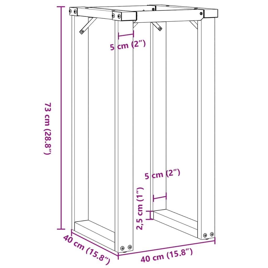 vidaXL Eettafelpoten O-frame 40x40x73 cm staal