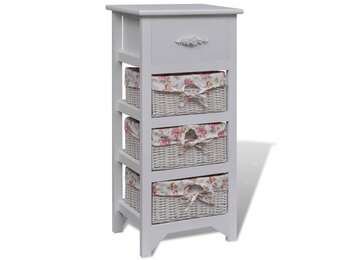 vidaXL Kast met 1 lade en 3 manden paulowniahout wit
