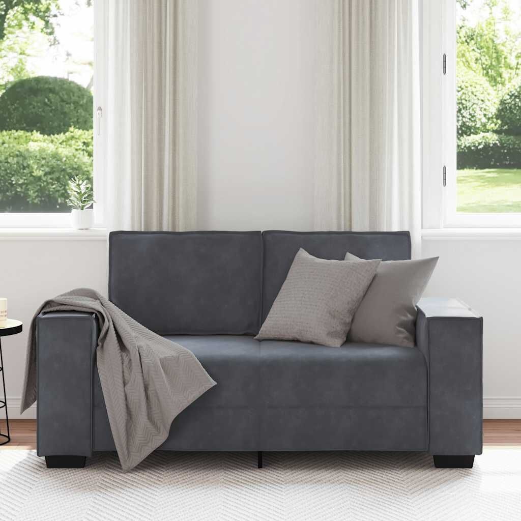 vidaXL Tweezitsbank 120 cm fluweel donkergrijs