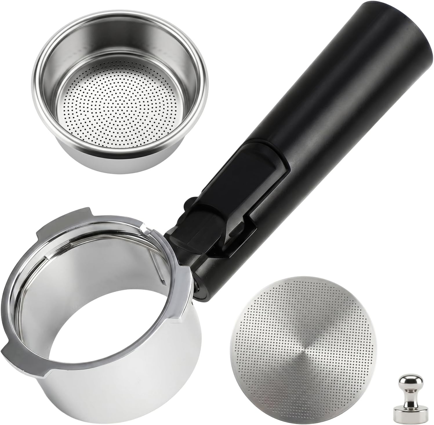 51 mm bodemloze filterdrager met 3 oren voor DeLonghi Dedica EC680/EC685/EC885/EC890, Smeg ECF01, Krups Barista met Puck Screen