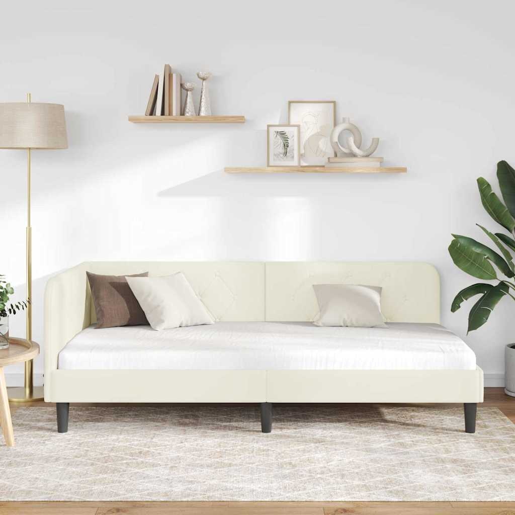 vidaXL Hoekbedframe Crème 100 x 200 cm Fluweel