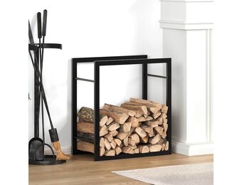 vidaXL Haardhoutrek 50x28x56 cm staal matzwart