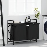 vidaXL Wasmand 2 vakken met plank zwart eikenkleurig