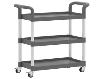 vidaXL Trolley 3-laags 77x34x72 cm aluminium grijs