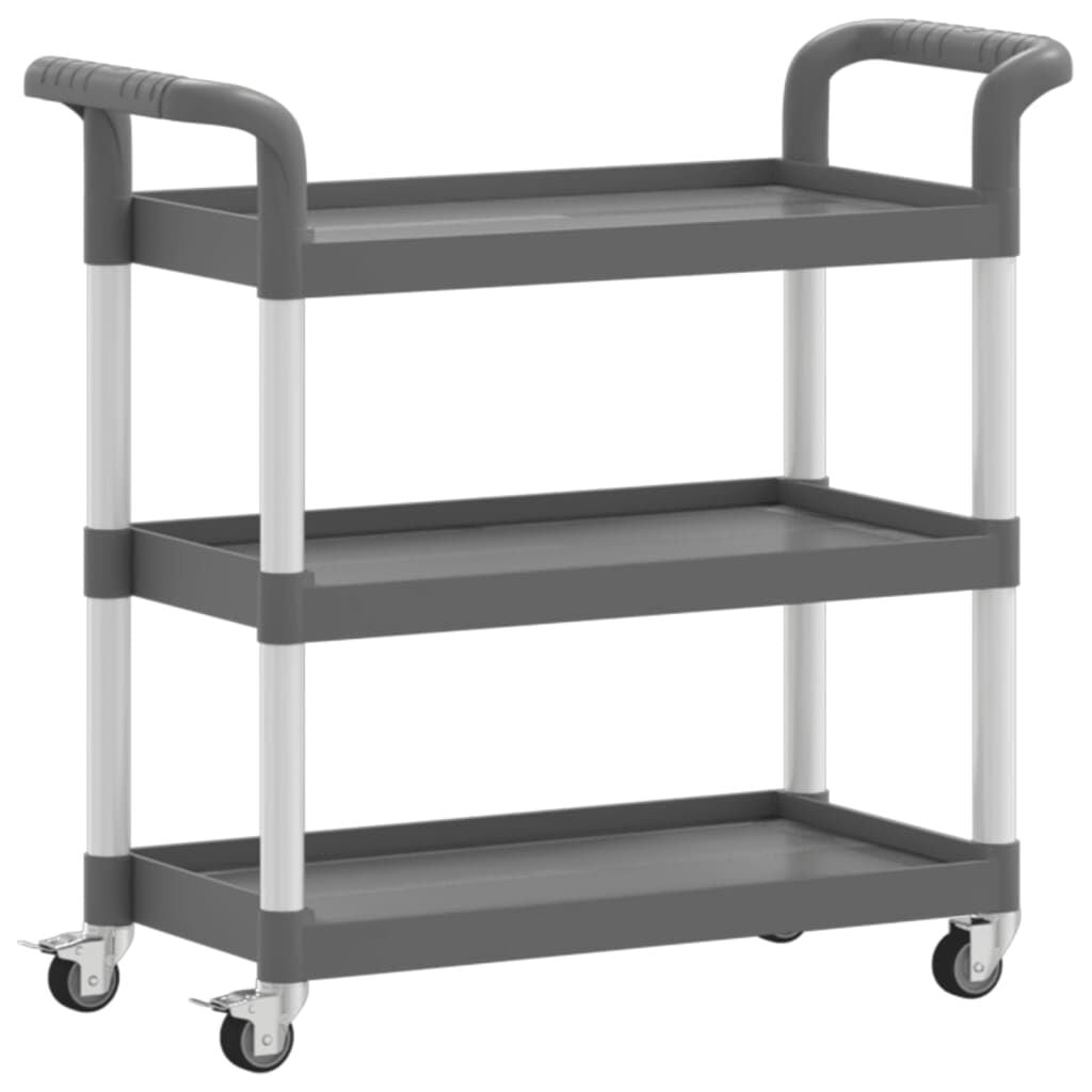 vidaXL Trolley 3-laags 77x34x72 cm aluminium grijs